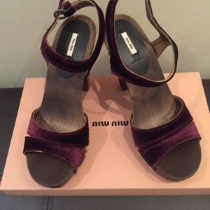 Miu Miu bordeaux velvet clog sandals